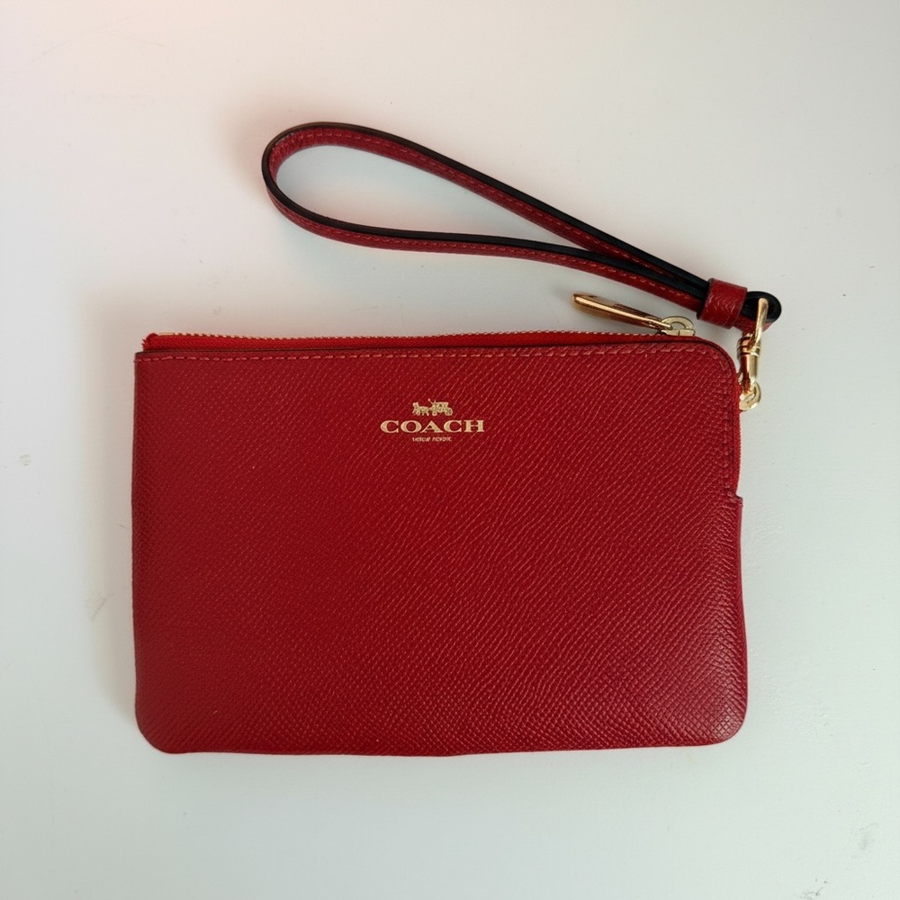 Coach Scarlet Wristlet with Gold Accents